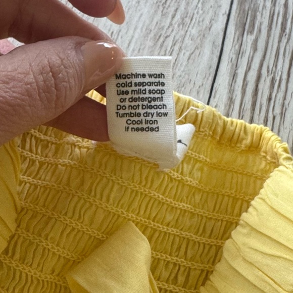 Japna Eyelet Cotton Sundress with Smocked Back & Ruffle Hem Yellow Dress S - Picture 7 of 8